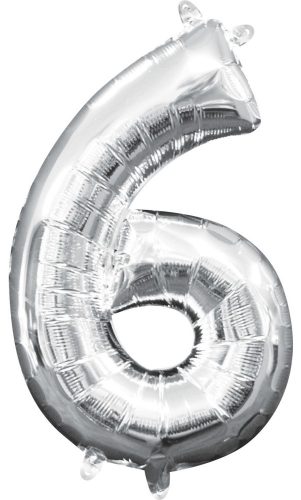 Mini Nummer 6 FolienLuftballon, Silber 40 cm