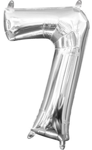 Nummer Mini Zahlen Folie Ballon 7, Silber 40 cm