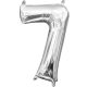 Nummer Mini Zahlen Folie Ballon 7, Silber 40 cm