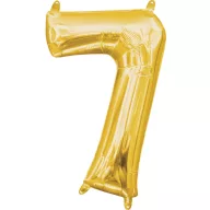 Nummer Gold, Gold Mini-Zahlen-Folienballon Nummer 7 - 40 cm