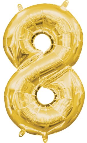 Mini Nummer 8 FolienLuftballon, Gold 40 cm