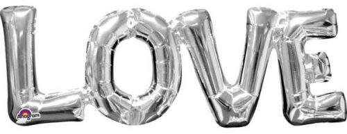 Love FolienLuftballon Silber 63*22 cm