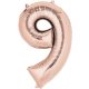 Nummer Rose Gold Riesenahl Folienballon 9, 86x55 cm