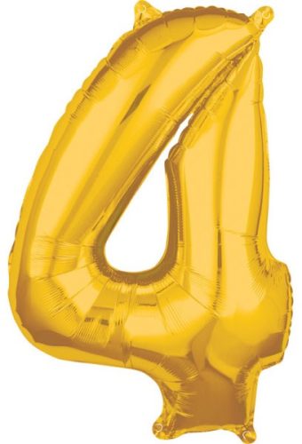 Nummer 4 FolienLuftballon Gold 66*45 cm