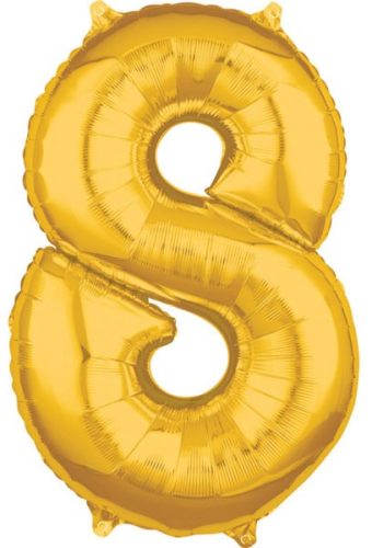 Nummer 8 FolienLuftballon Gold 66*45 cm