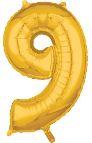 Nummer 9 FolienLuftballon Gold 66*43 cm