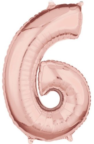 Nummer 6 FolienLuftballon, Rose Gold 66*43 cm
