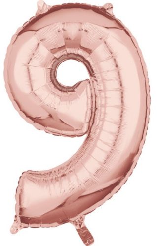 Nummer 9 FolienLuftballon, Rose Gold 66*43 cm