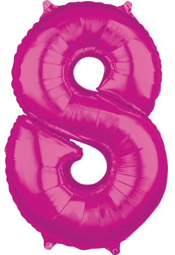 Nummer 8 FolienLuftballon, Rosa 66*45 cm