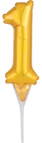 gold, Gold Nummer 1 Folienballon für Torte 15 cm
