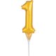 gold, Gold Nummer 1 Folienballon für Torte 15 cm