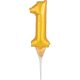 Nummer Goldene Zahl 1 Folienballon für Kuchen 15 cm