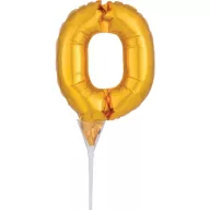 Nummer Gold, Nummer 0 Folienballon für Kuchen 15 cm