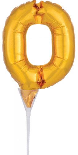 Nummer Gold, Nummer 0 Folienballon für Kuchen 15 cm