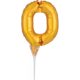 Gold, Gold Nummer 0 Folienballon für Torte 15 cm