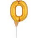 Nummer Gold, Nummer 0 Folienballon für Kuchen 15 cm