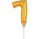 Nummer Gold, Goldene 7 Zahlen Folienballon für Kuchen 15 cm