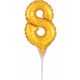 Gold, Gold Nummer 8 Folienballon für Torte 15 cm
