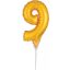Nummer Gold, Zahl 9 Folienballon für Torte 15 cm