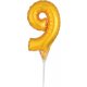 Gold, Gold Nummer 9 Folienballon für Torte 15 cm