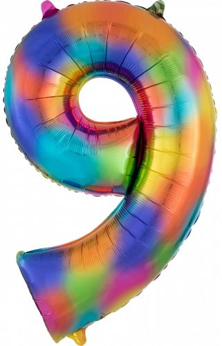Nummer 9 Regenbogen FolienLuftballon 86*55 cm