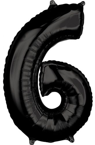 Nummer 6 FolienLuftballon Schwarz 66*43 cm