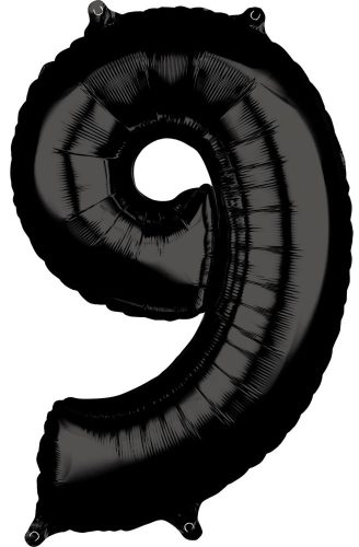 Nummer 9 FolienLuftballon Schwarz 66*43 cm