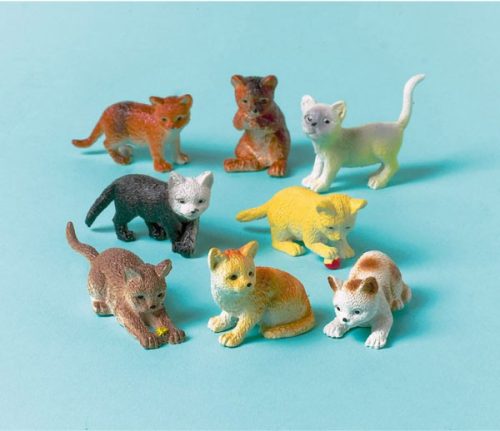 Plastik Katzen Figuren, Set mit 12 Stück