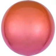 Farbe Ombré Roter und Oranger Kugelfolienballon 40 cm
