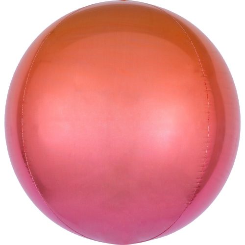 Farbe Ombré Roter und Oranger Kugelfolienballon 40 cm