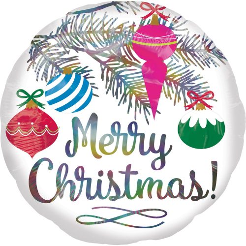 Merry Christmas Hologramm-Folienballons 45 cm