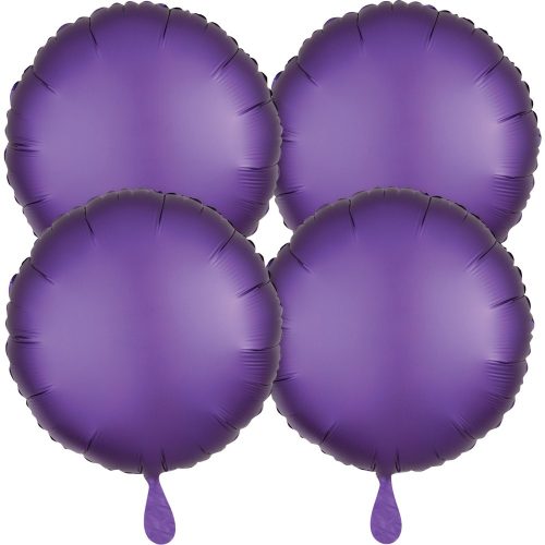 Satin Circle Purple FolienLuftballon Set 48 cm (4 Stücke)