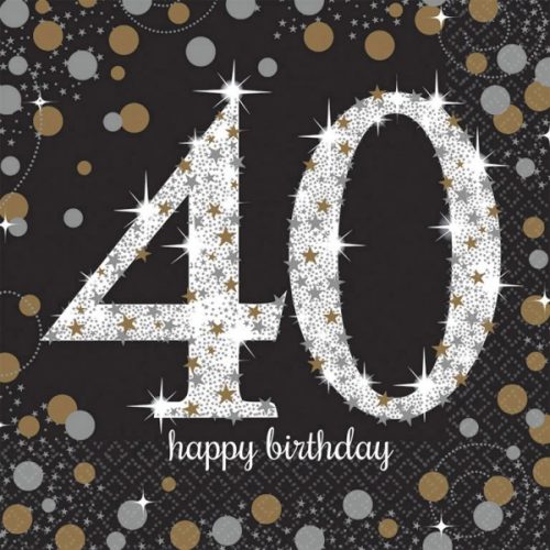 Geburtstag Gold Happy Birthday 40 Serviette 16 Stk 33x33 cm
