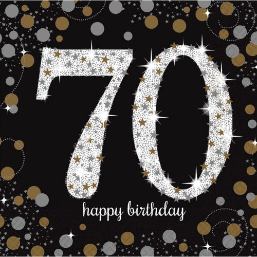 Happy Birthday 70 gold Serviette 16 Stück 33x33 cm