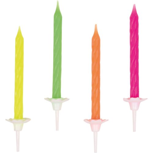 Farbe Neon Happy Birthday Kuchenkerzenset, 10 Stk