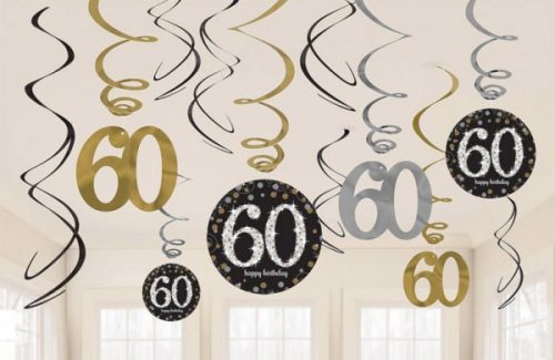 60. Geburtstag Streifen Dekoration (12 Stücke)