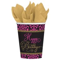 Geburtstag Pink Happy Birthday Papierbecher 18 Stück 266 ml