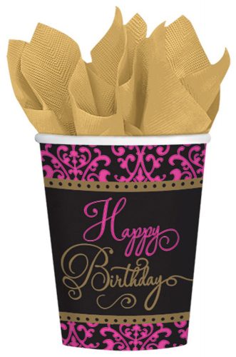 Happy Birthday Pappbecher (18 Stücke) 266 ml
