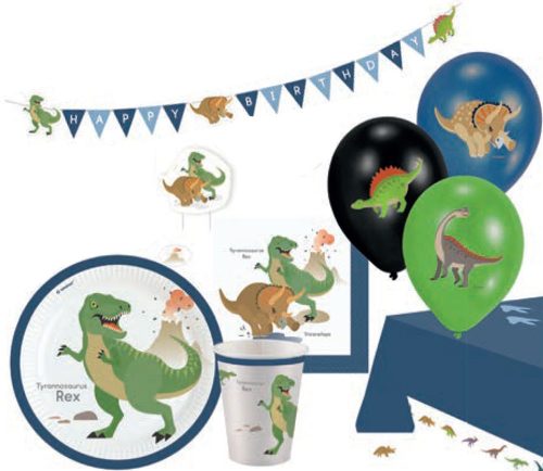 Dinosaurier Happy Partyset mit 45 Teilen und 23 cm Teller