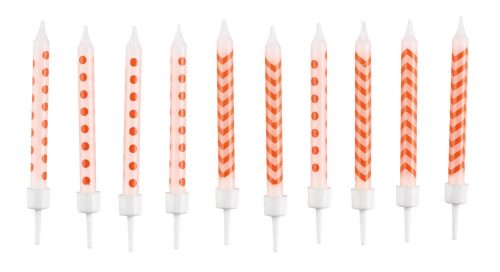 Farbe Orange Spiral-Tortenkkerze, Kerzenset mit 10 Stück