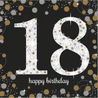   Geburtstag Gold Happy Birthday 18 Servietten 16er-Set 33x33 cm
