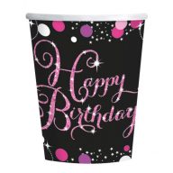 Geburtstag Pink Happy Birthday Papierbecher 8er-Set 250 ml