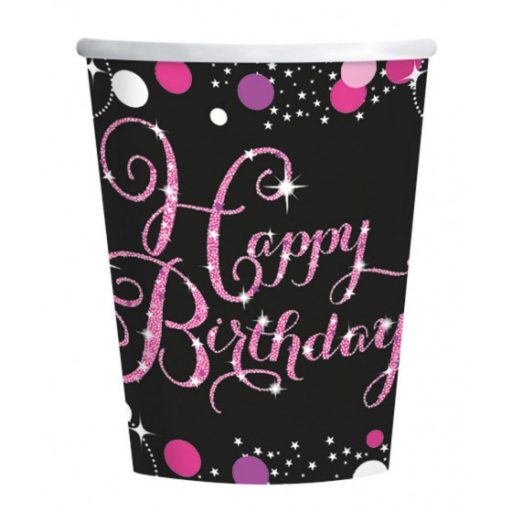 Geburtstag Pink Happy Birthday Papierbecher 8er-Set 250 ml