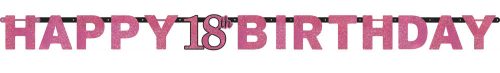 Geburtstag Happy Birthday Pink 18 holographisches Banner 213 cm