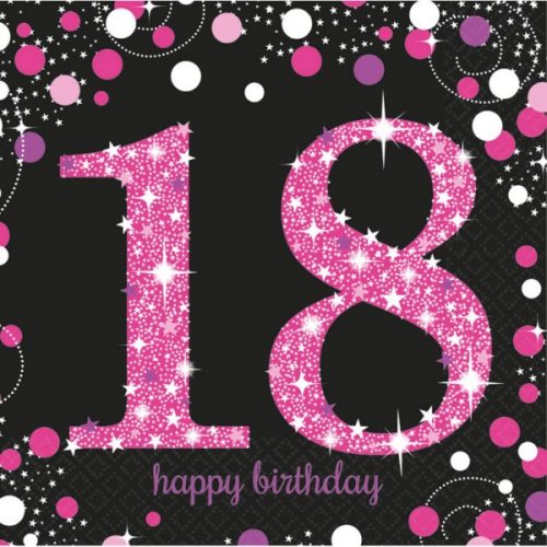 Happy Birthday 18 Pink Serviette 16 Stück 33x33 cm