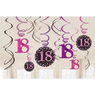 Geburtstag Pink Happy Birthday 18 Banddekoration 12er-Set