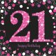 Geburtstag Pink Happy Birthday 21 Serviettenset, 16 Stück, 33x33 cm