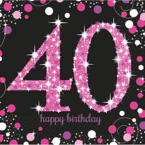 Happy Birthday 40 pink Serviette 16 Stück 33x33 cm