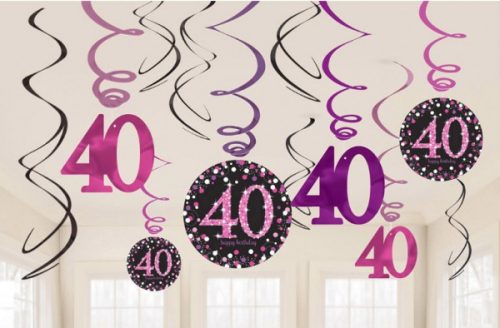 40. Geburtstag Streifen Dekoration (12 Stücke)