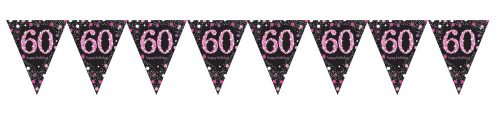 Happy Birthday Pink 60 Wimpel 3,96 m